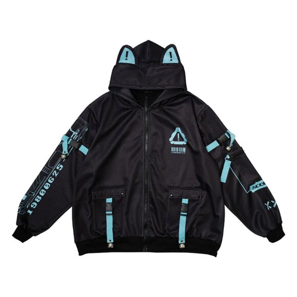 ACDC RAG Error Code Cyberpunk Tech Oversized Black Blue Jacket - Picture 1 of 11